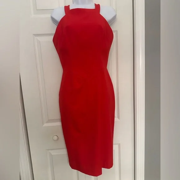 Black Halo Marcelle Sleeveless Stretch Crepe Sheath Dress, Size 6, Red - Picture 1 of 16